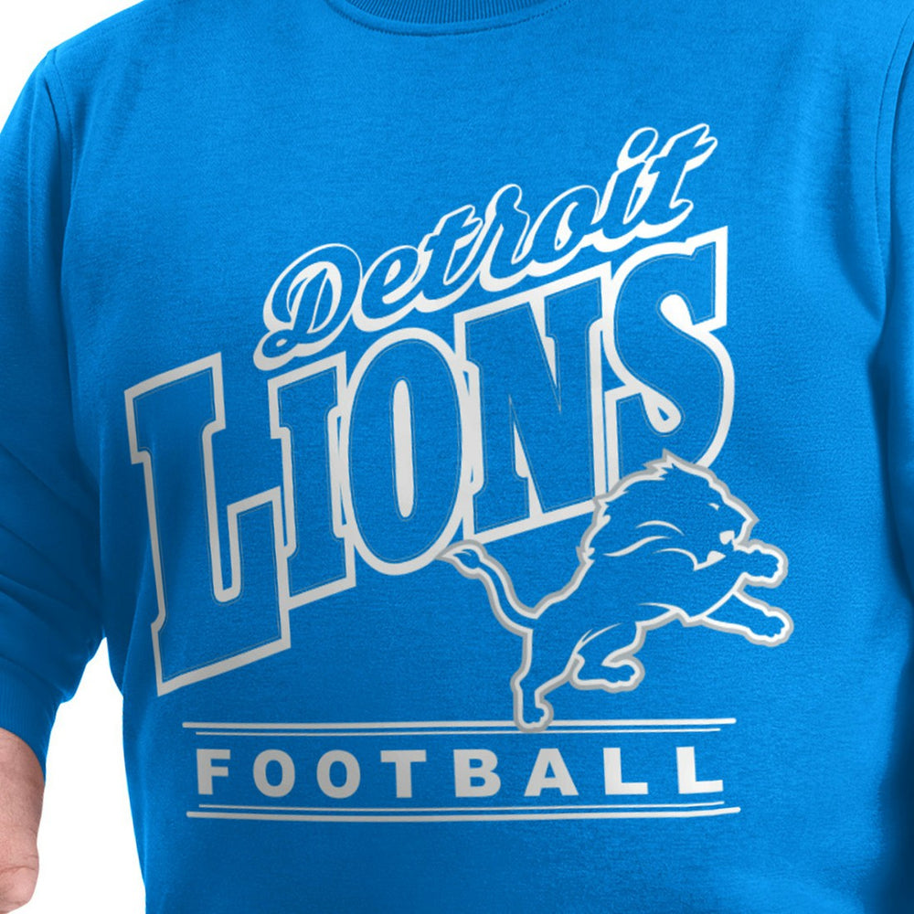 Detroit Lions G-III Sports by Carl Banks Adaptive Headliner Team Name Graphic Fleece Pullover Sweatshirt Blue | NFL