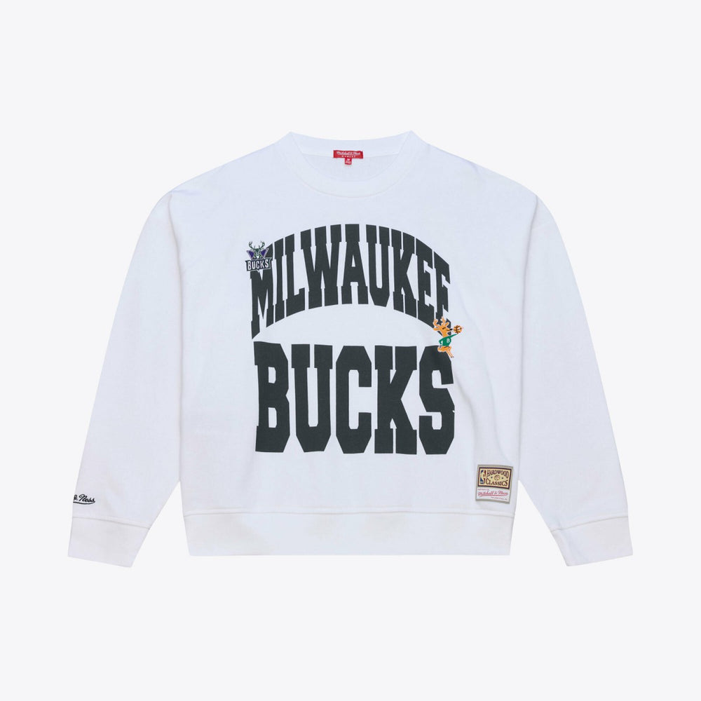 Milwaukee Bucks Women's Lightweight Block Letter Sweatshirt White - NBA