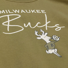 Milwaukee Bucks Women's Lightweight Script Sweatshirt Olive - NBA