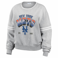 New York Mets WEAR by Erin Andrews Women's Sleeve Stripe Fleece Sweatshirt - MLB