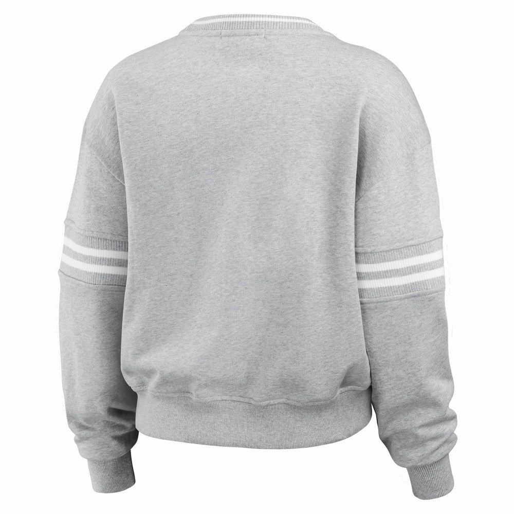 New York Mets WEAR by Erin Andrews Women's Sleeve Stripe Fleece Sweatshirt - MLB