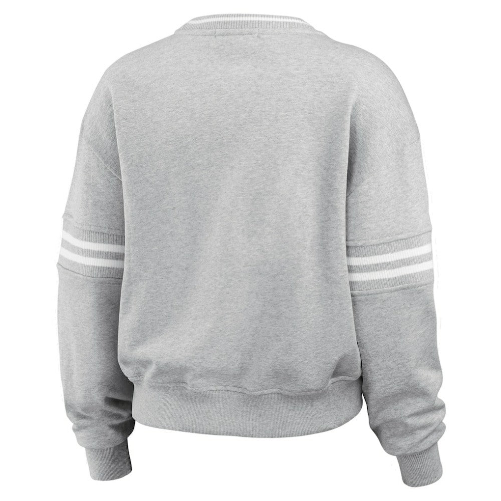 New York Yankees WEAR by Erin Andrews Women's Sleeve Stripe Fleece Crewneck Sweatshirt - MLB