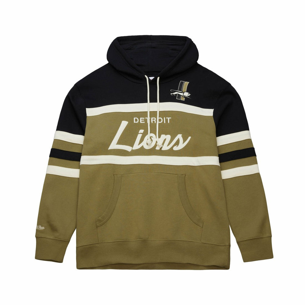 Detroit Lions Vintage Logo Head Coach Hoodie Olive | Mitchell & Ness