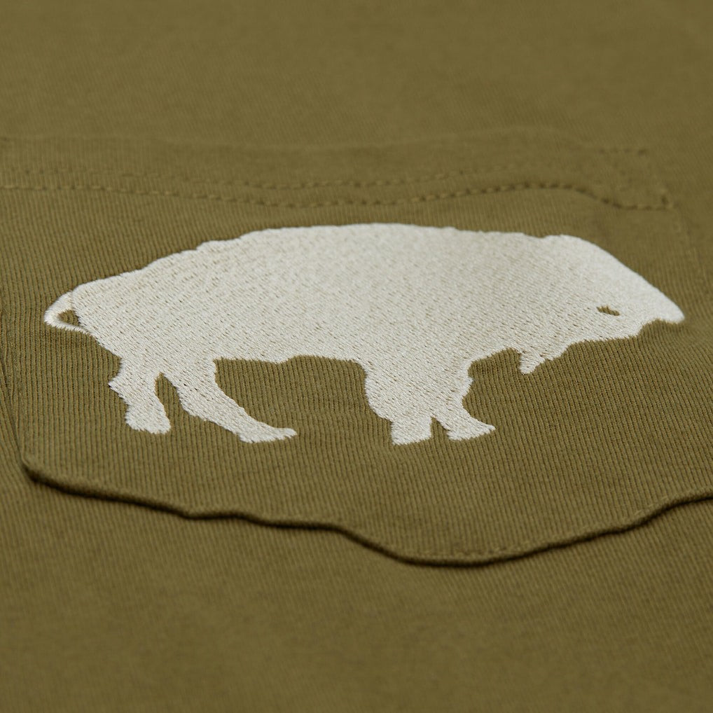 Buffalo Bills Vintage Logo Premium T-Shirt Olive | Mitchell & Ness