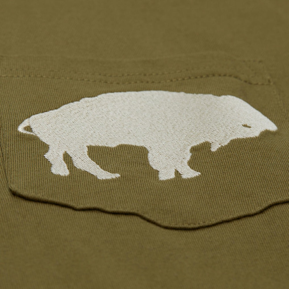 Buffalo Bills Vintage Logo Premium T-Shirt Olive | Mitchell & Ness