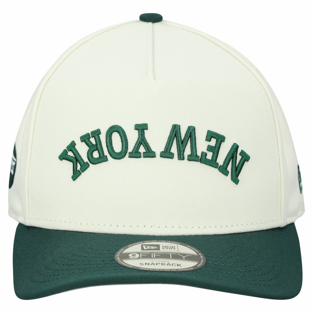 New York Jets New Era Upside Down 9FIFTY A-Frame Snapback Hat Cream | NFL