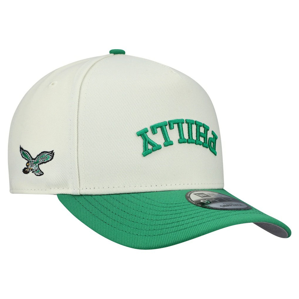 Philadelphia Eagles New Era Upside Down 9FIFTY A-Frame Snapback Hat Cream | NFL