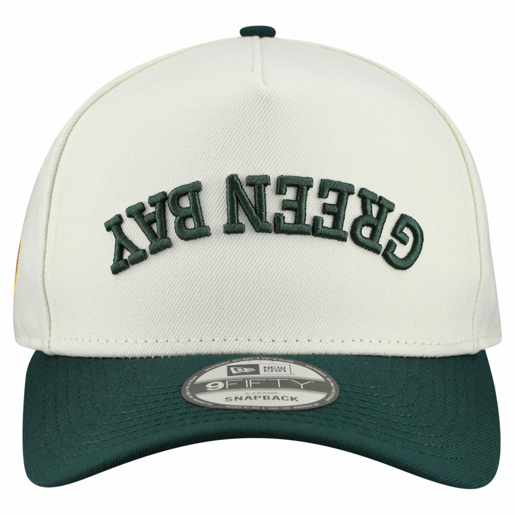 Green Bay Packers New Era Upside Down 9FIFTY A-Frame Snapback Hat Cream | NFL