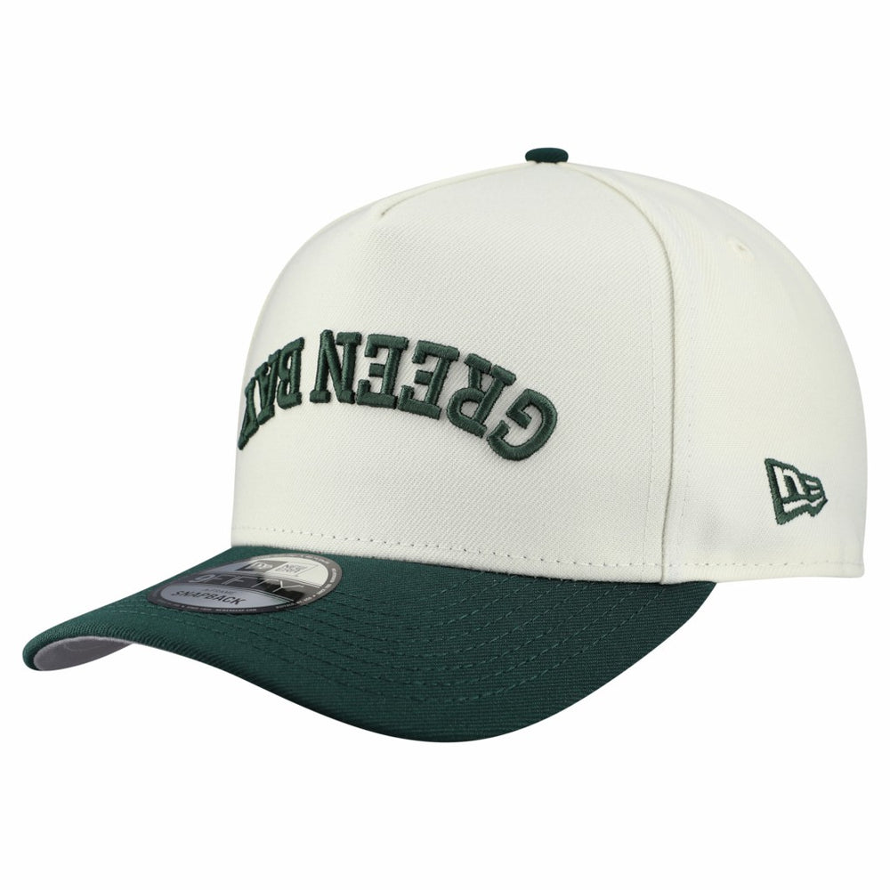 Green Bay Packers New Era Upside Down 9FIFTY A-Frame Snapback Hat Cream | NFL