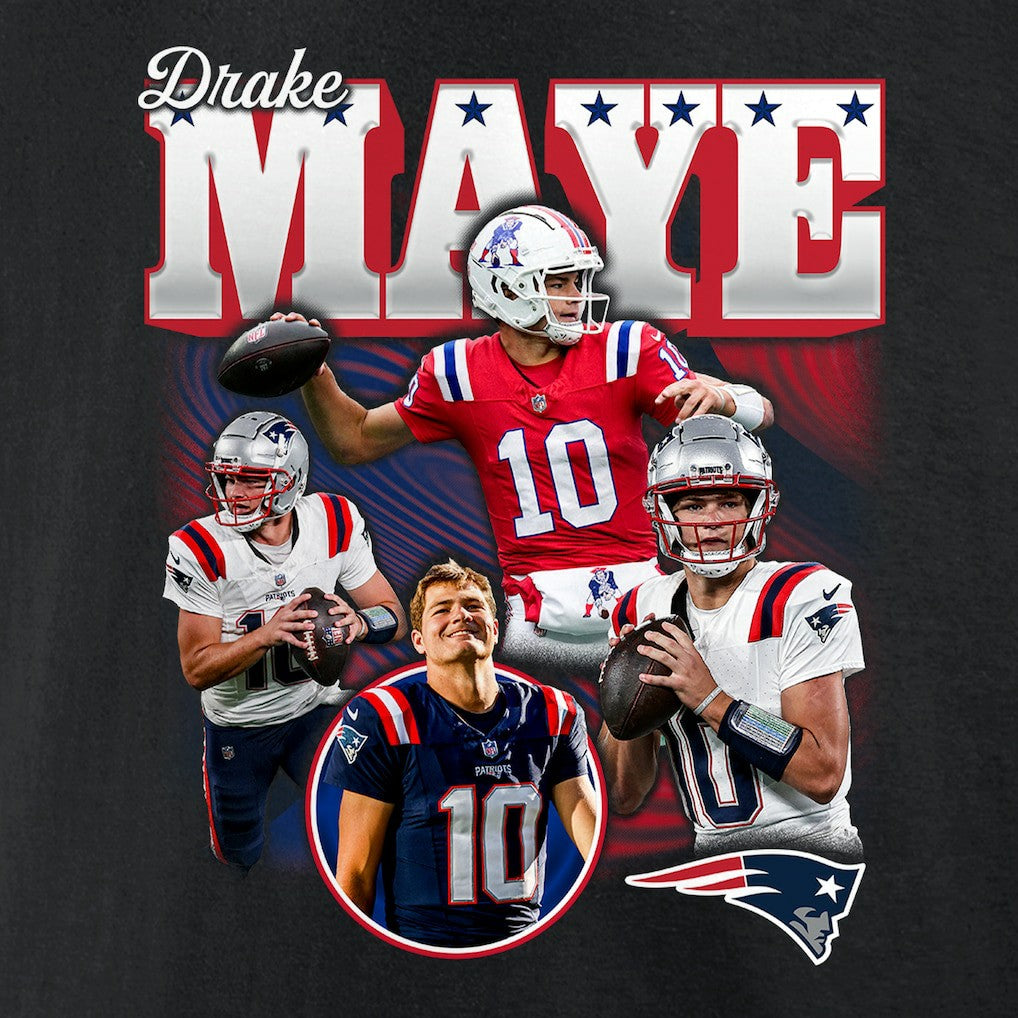 Drake Maye New England Patriots Notorious T-Shirt Black | NFL