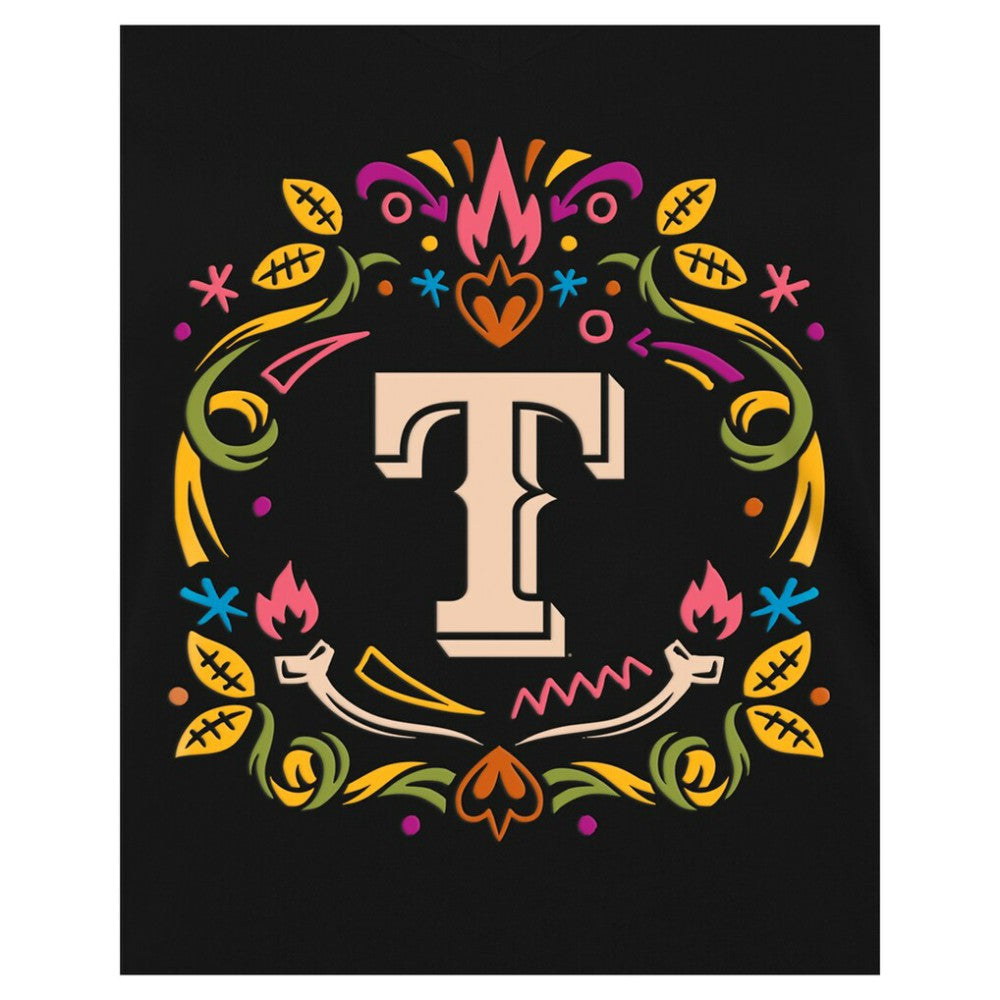 Texas Rangers New Era Women's Día de los Muertos V-Neck T-Shirt - MLB