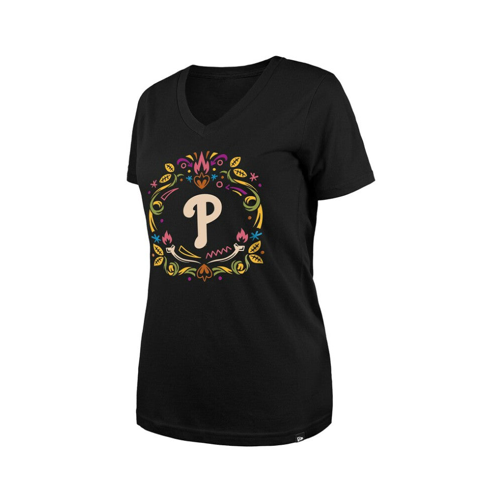 Philadelphia Phillies New Era Women's Día de los Muertos V-Neck T-Shirt - MLB