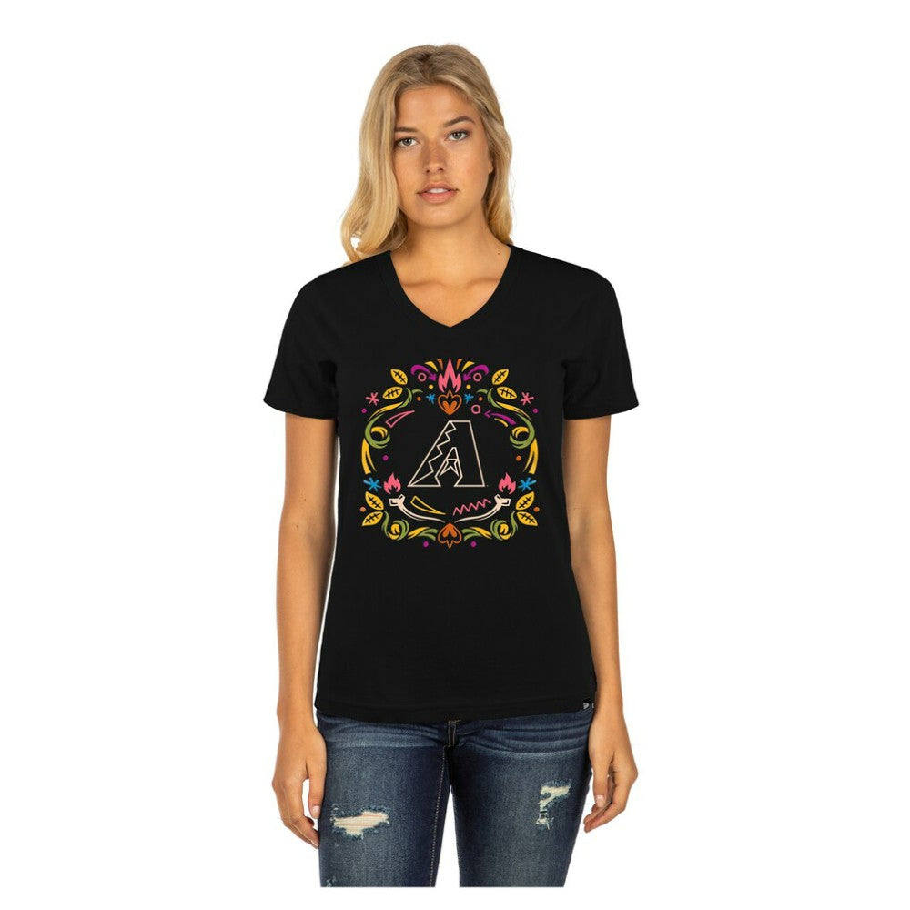 Arizona Diamondbacks New Era Women's Día de los Muertos V-Neck T-Shirt - MLB