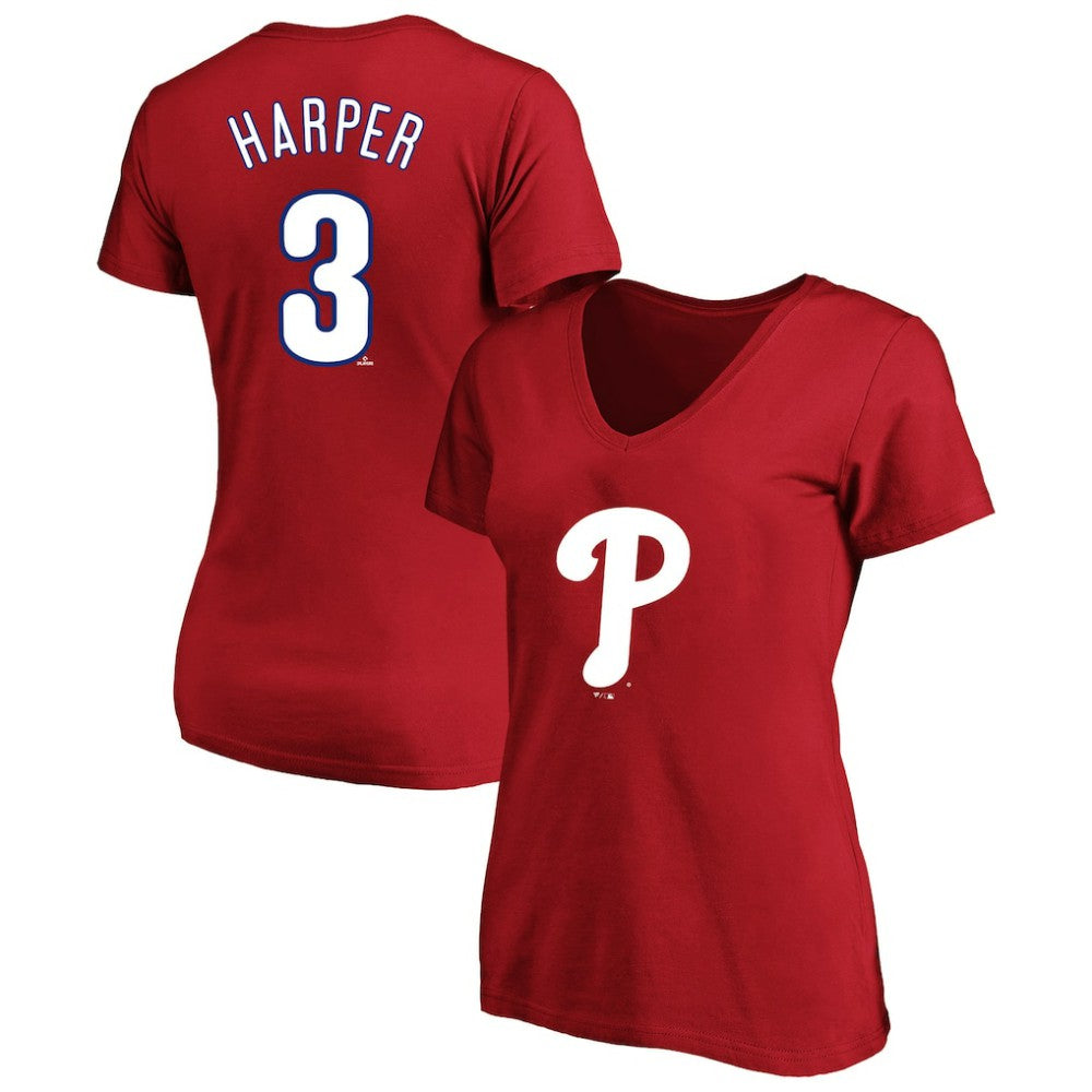 Bryce Harper Philadelphia Phillies Profile Women's Plus Size Name & Number V-Neck T-Shirt - MLB