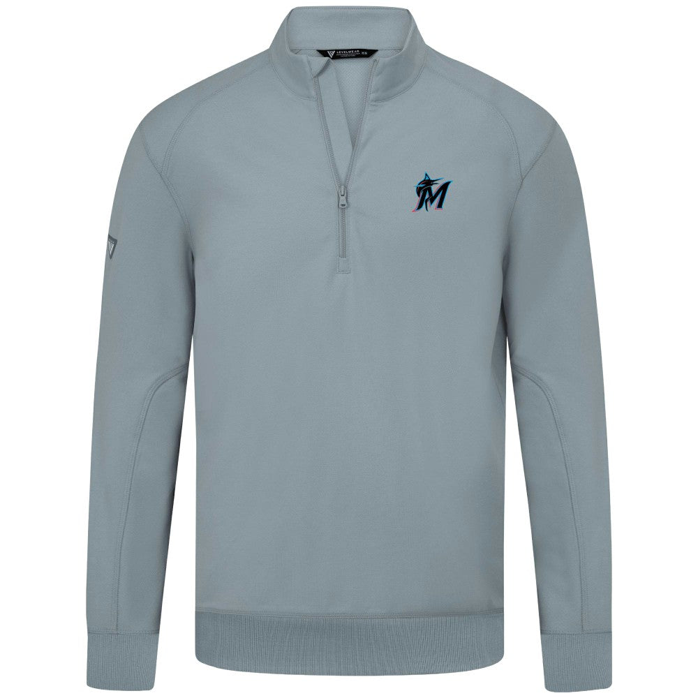 Miami Marlins Levelwear Upright Insignia Tri-Blend Quarter-Zip Pullover - MLB