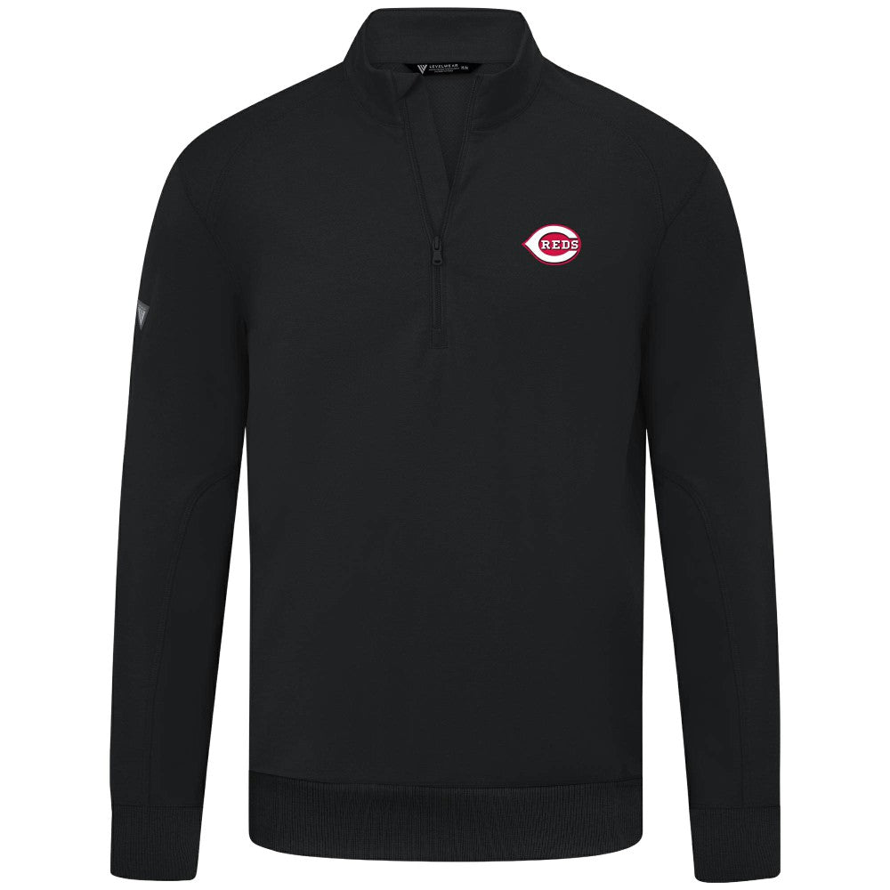 Cincinnati Reds Levelwear Upright Insignia Tri-Blend Quarter-Zip Pullover - MLB