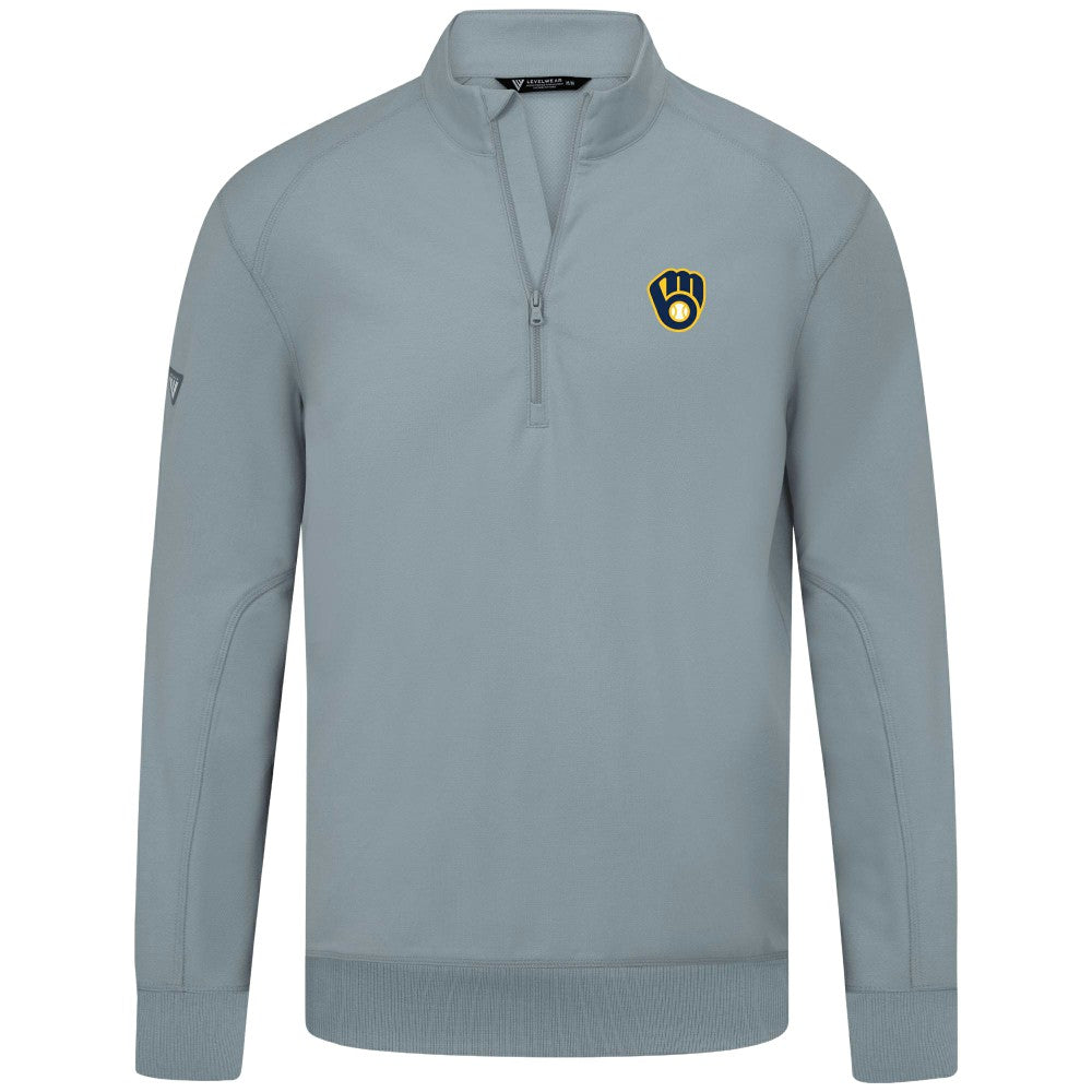 Milwaukee Brewers Levelwear Upright Insignia Tri-Blend Quarter-Zip Pullover - MLB