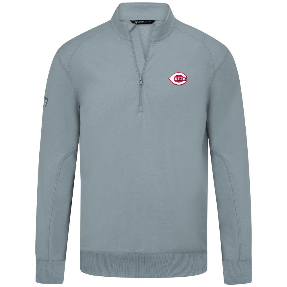 Cincinnati Reds Levelwear Upright Insignia Tri-Blend Quarter-Zip Pullover - MLB