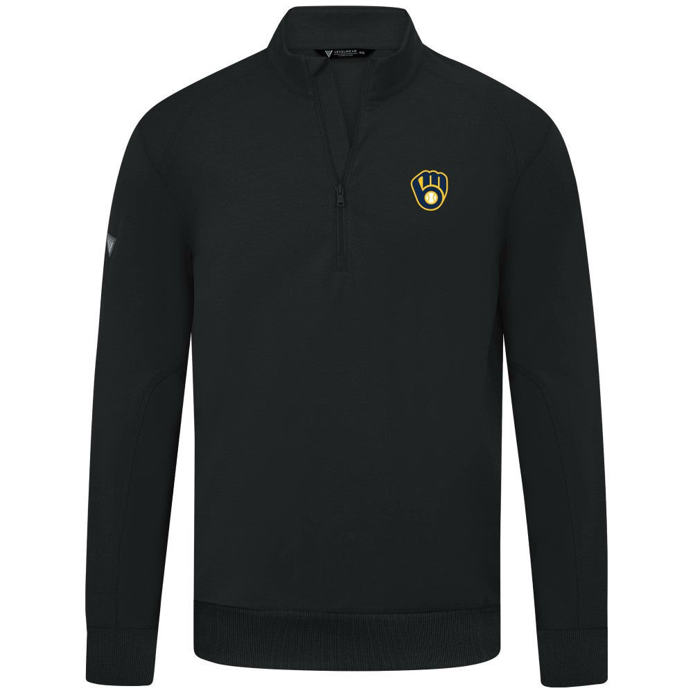 Milwaukee Brewers Levelwear Upright Insignia Tri-Blend Quarter-Zip Pullover - MLB