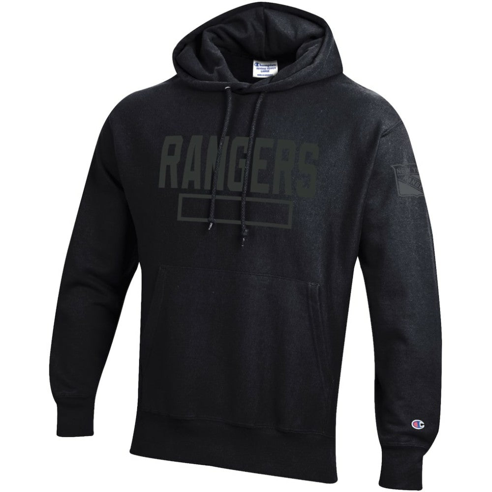New York Rangers Champion Tonal Reverse Weave Fleece Hoodie - Black - NHL