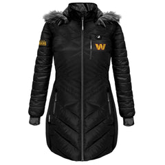 Washington Commanders ActionHeat Women's 5V Battery Heated Long Puffer Full-Zip Hoodie Jacket Black | NFL