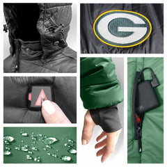 Green Bay Packers ActionHeat Women's 5V Battery Heated Insulated Puffer Full-Zip Jacket Green/Black | NFL