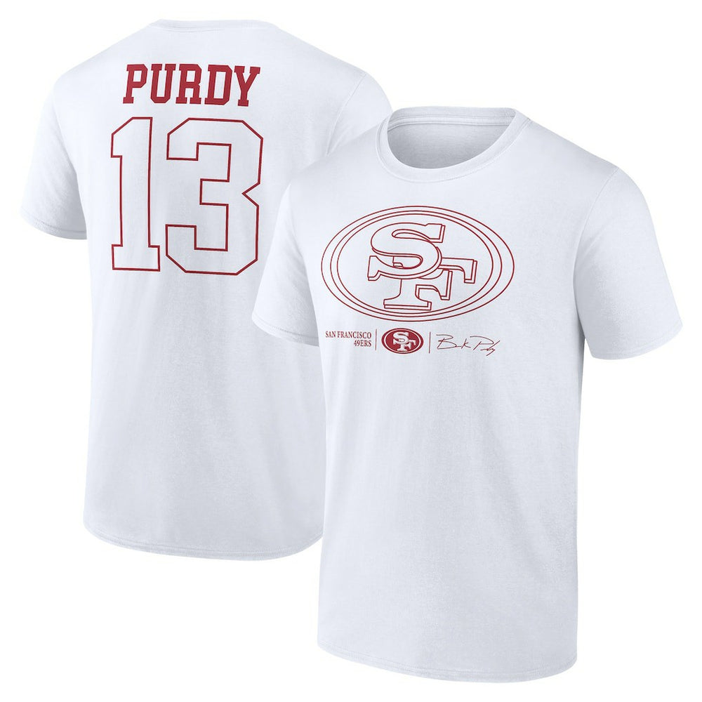 Brock Purdy San Francisco 49ers Outline Player T-Shirt White | NFL