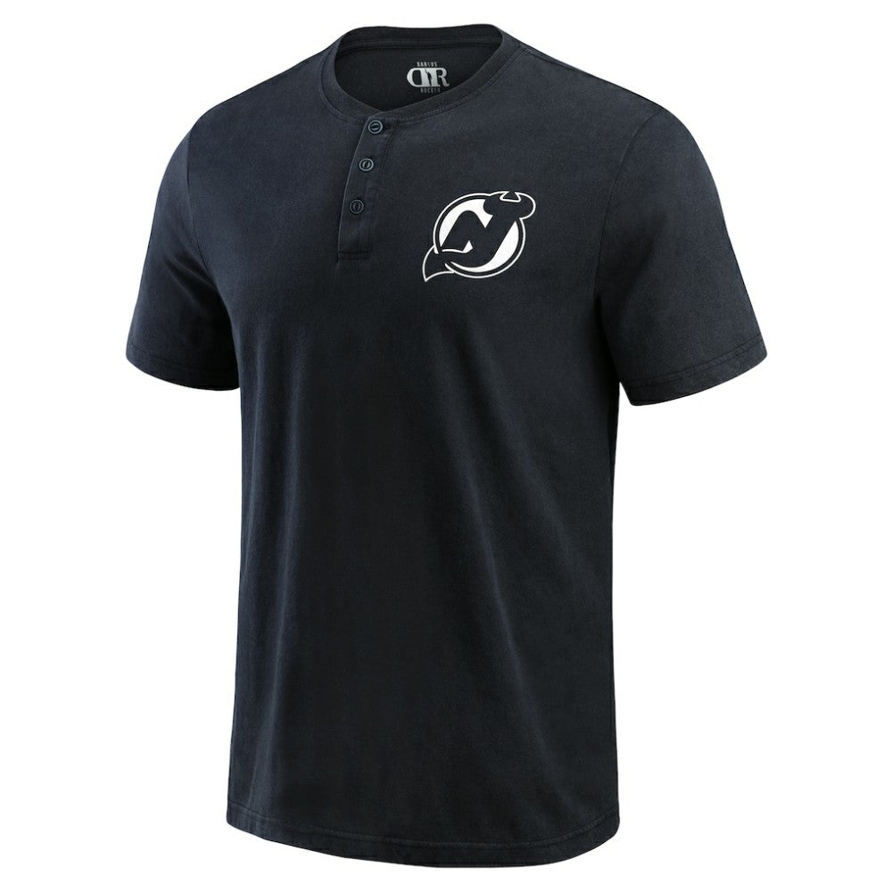 New Jersey Devils Darius Rucker Collection by Fanatics Fanatics Fest Washed Henley T-Shirt - Black - NHL