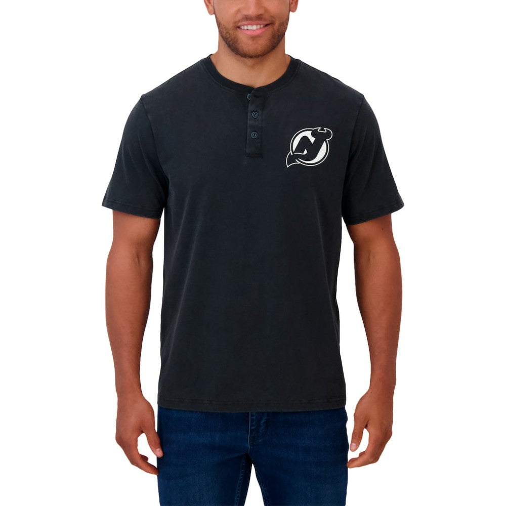New Jersey Devils Darius Rucker Collection by Fanatics Fanatics Fest Washed Henley T-Shirt - Black - NHL