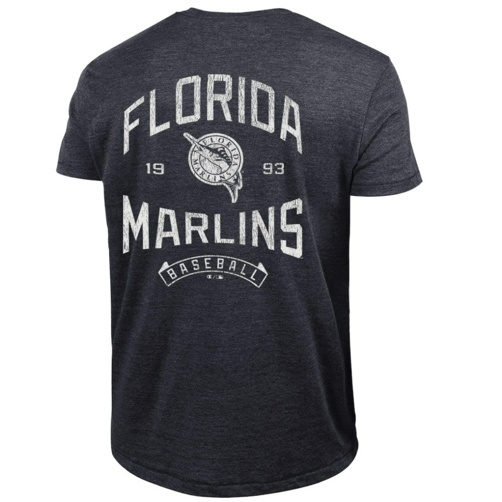 Miami Marlins Champion Vintage 3-Hit Tri-Blend T-Shirt - MLB