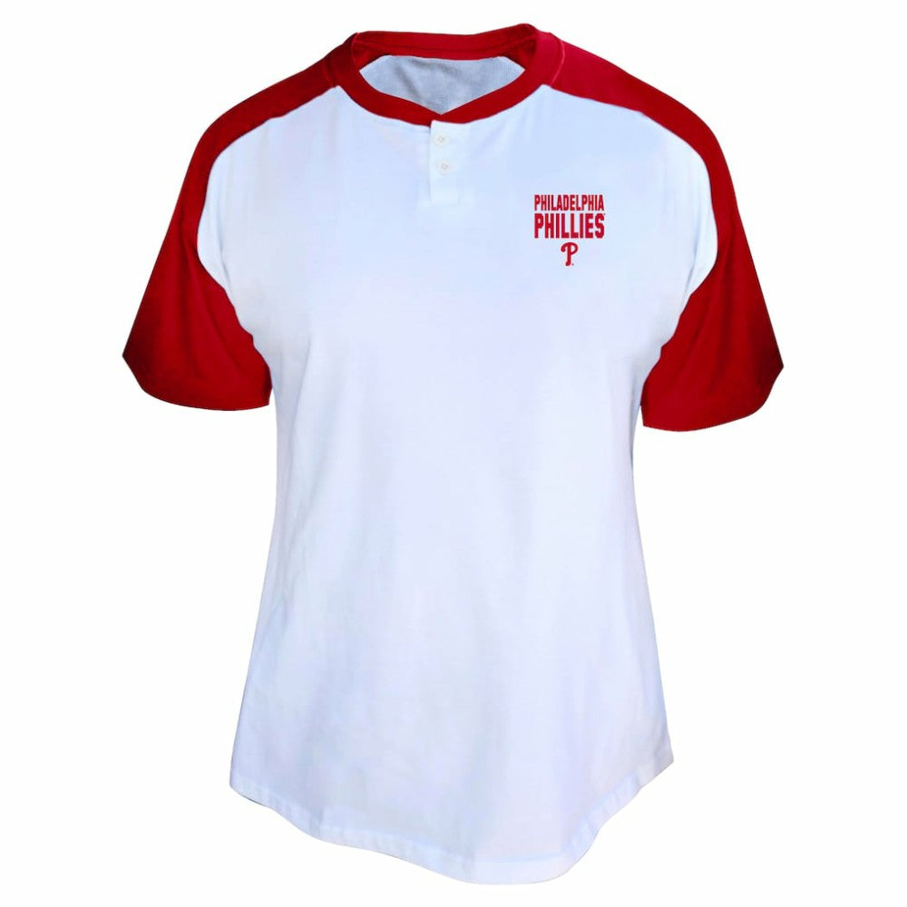 Bryce Harper Philadelphia Phillies Profile Women's Plus Size Name & Number Raglan Henley T-Shirt - MLB
