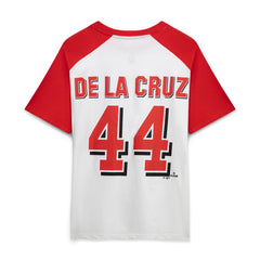 Elly De La Cruz Cincinnati Reds Profile Women's Plus Size Name & Number Raglan Henley T-Shirt - MLB