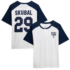 Tarik Skubal Detroit Tigers Profile Women's Plus Size Name & Number Raglan Henley T-Shirt - MLB