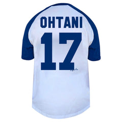 Shohei Ohtani Los Angeles Dodgers Profile Women's Plus Size Name & Number Raglan Henley T-Shirt - MLB