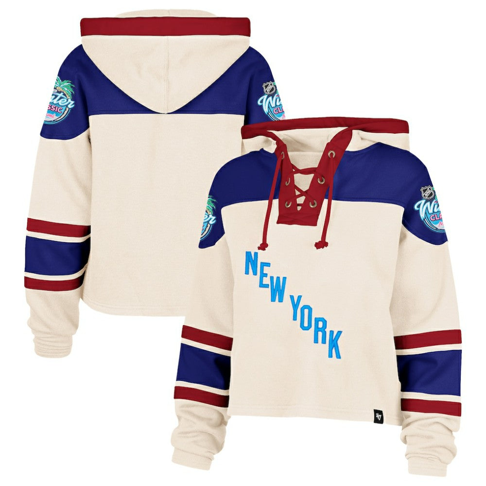 New York Rangers '47 Women's 2026 NHL Winter Classic Cropped Superior Lacer Hoodie - Cream - NHL