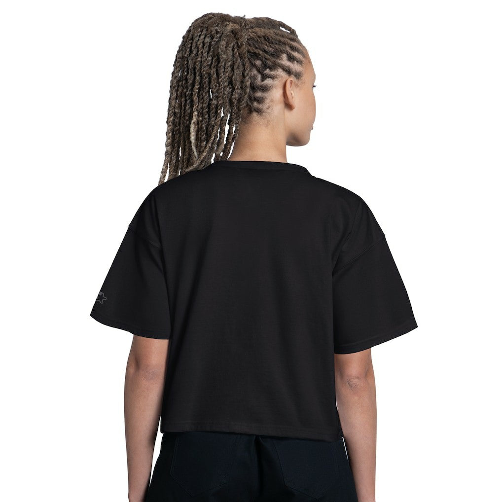 Carolina Panthers Starter Women's Rhinestone Sprinkle Boxy Cropped T-Shirt Black | NFL
