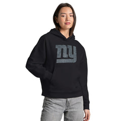 New York Giants Starter Women's Rhinestone Relaxed Hoodie Black | NFL