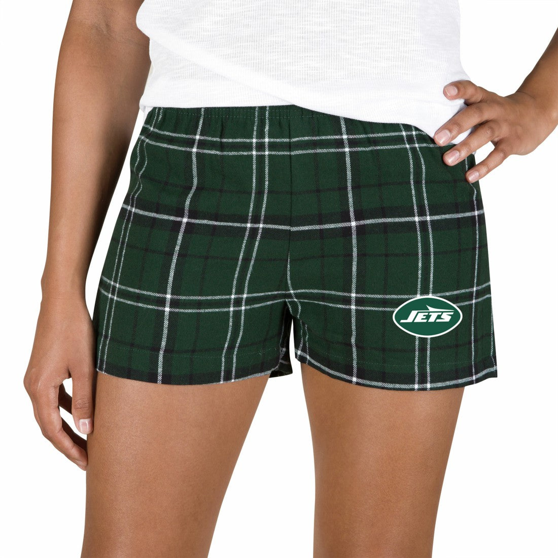 New York Jets Concepts Sport Women's Ultimate Flannel Shorts Green/Black | NFL