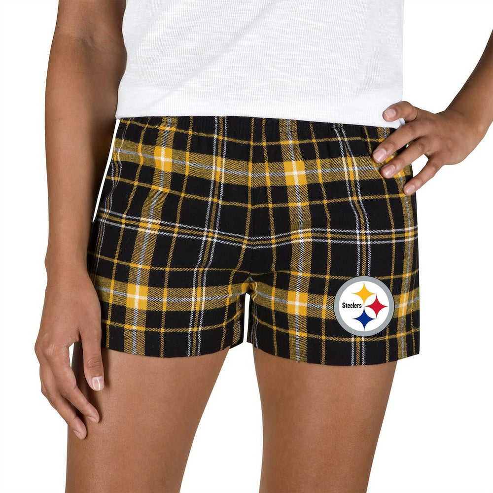 Pittsburgh Steelers Concepts Sport Women's Ultimate Flannel Shorts Black/Gold | NFL