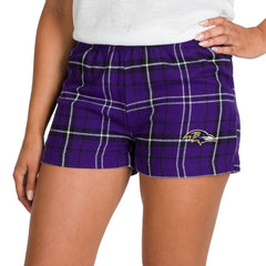 Baltimore Ravens Concepts Sport Women's Ultimate Flannel Shorts Purple/Black | NFL