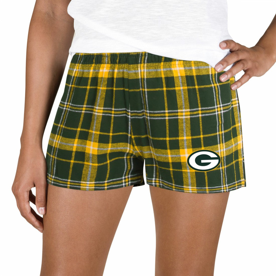 Green Bay Packers Concepts Sport Women's Ultimate Flannel Shorts Green/Gold | NFL