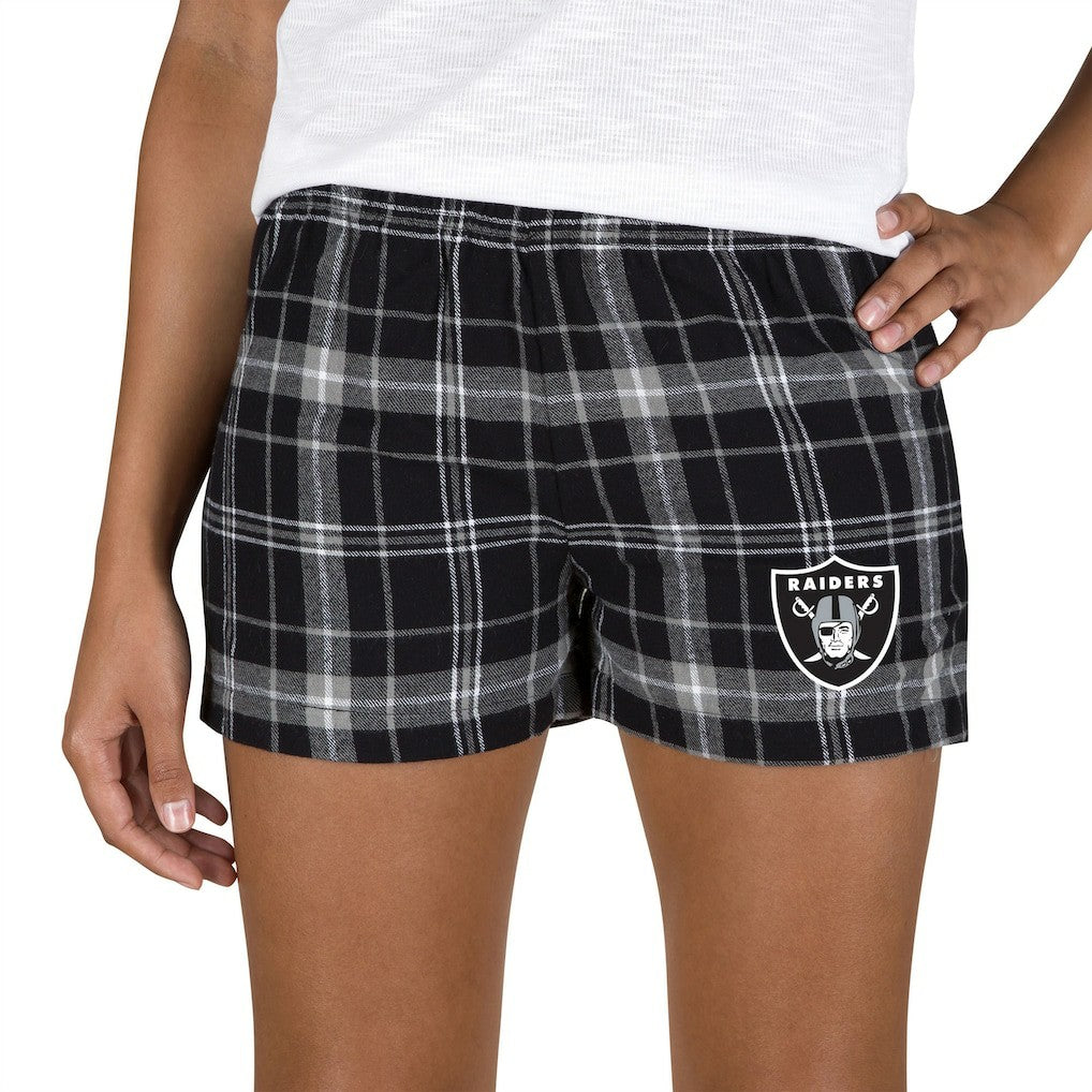Las Vegas Raiders Concepts Sport Women's Ultimate Flannel Shorts Black/Gray | NFL