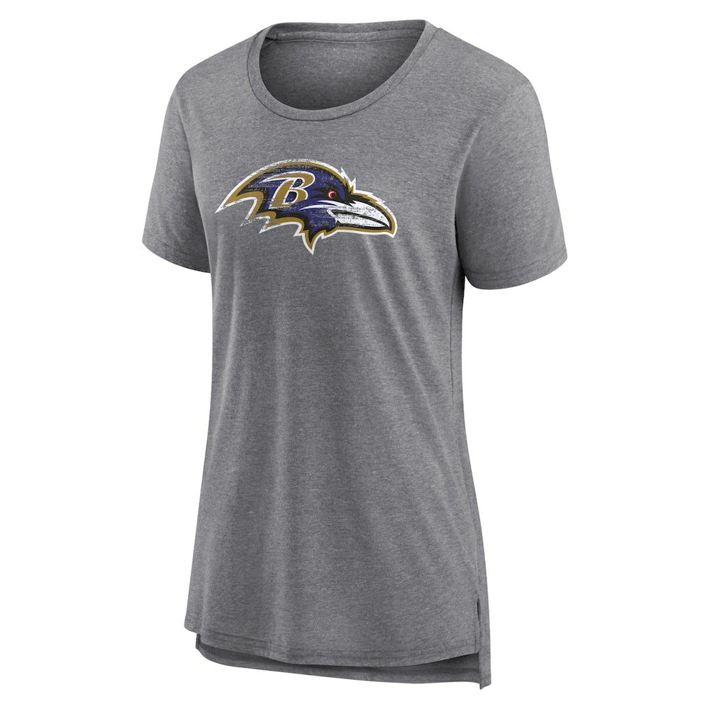 Baltimore Ravens Women's Heritage Custom Name & Number Tri-Blend T-Shirt Gray | NFL