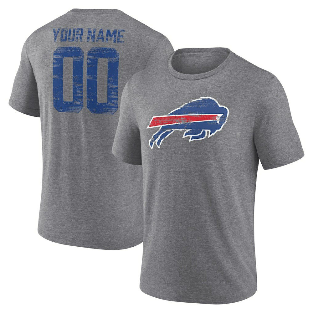 Buffalo Bills Heritage Custom Name & Number Tri-Blend T-Shirt Gray | NFL