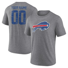Buffalo Bills Heritage Custom Name & Number Tri-Blend T-Shirt Gray | NFL