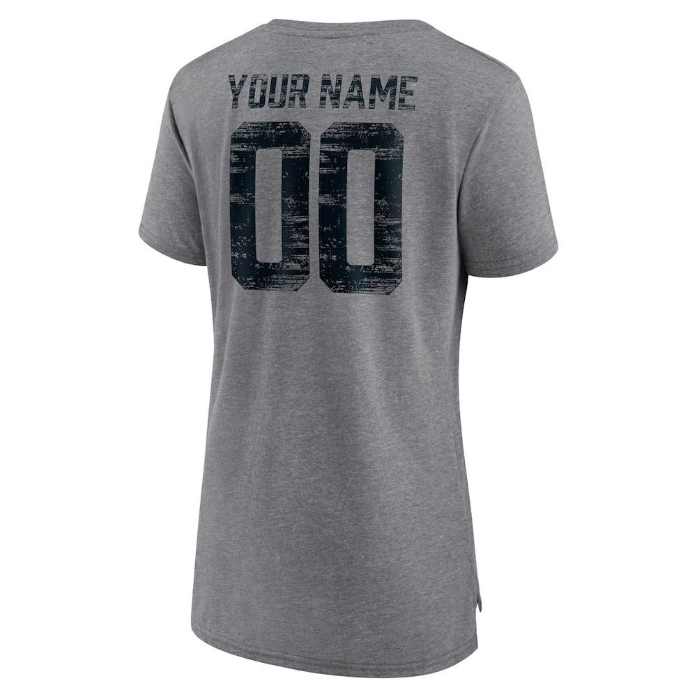 Carolina Panthers Women's Heritage Custom Name & Number Tri-Blend T-Shirt Gray | NFL