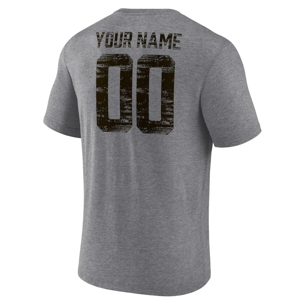 Cleveland Browns Heritage Custom Name & Number Tri-Blend T-Shirt Gray | NFL