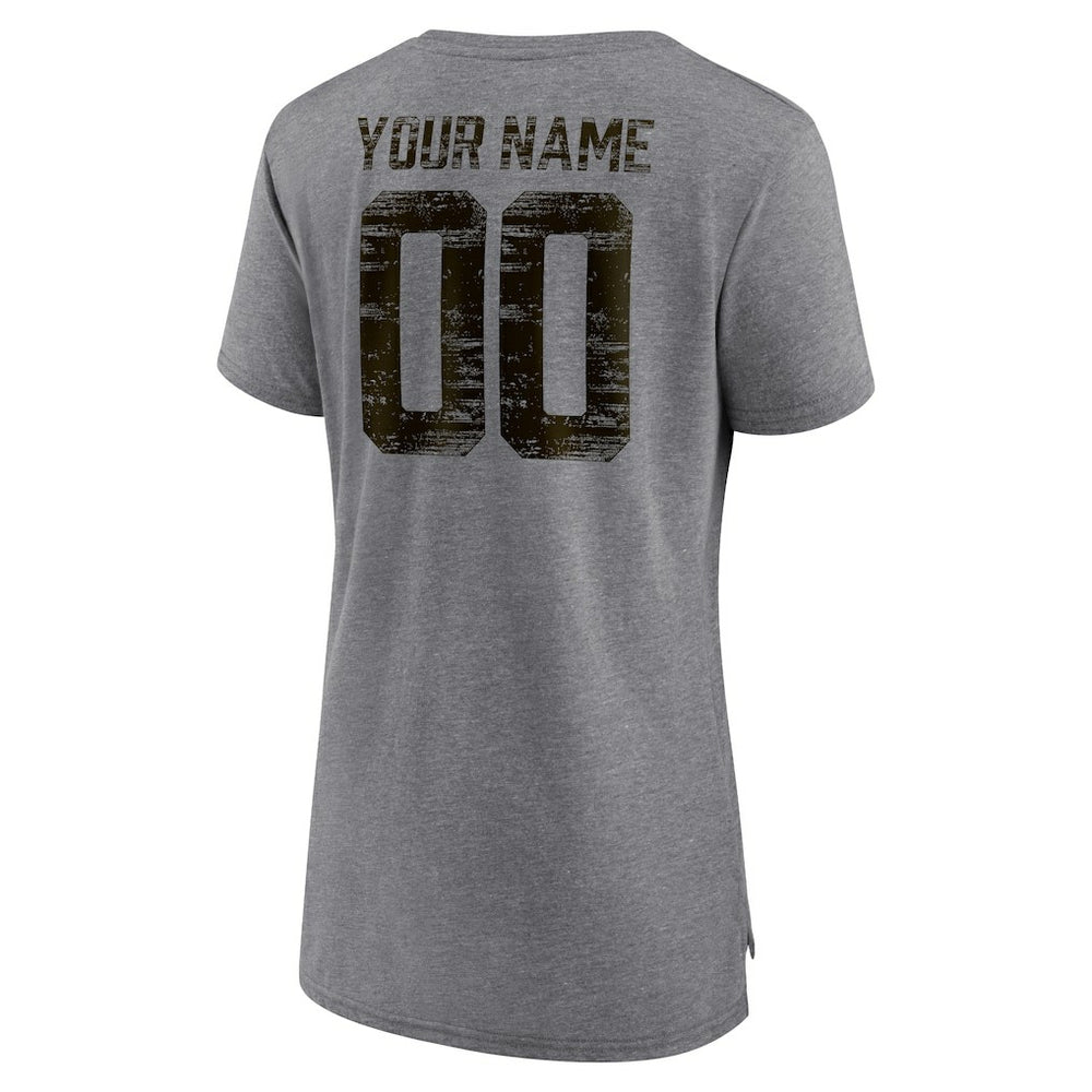 Cleveland Browns Women's Heritage Custom Name & Number Tri-Blend T-Shirt Gray | NFL