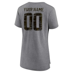 Cleveland Browns Women's Heritage Custom Name & Number Tri-Blend T-Shirt Gray | NFL