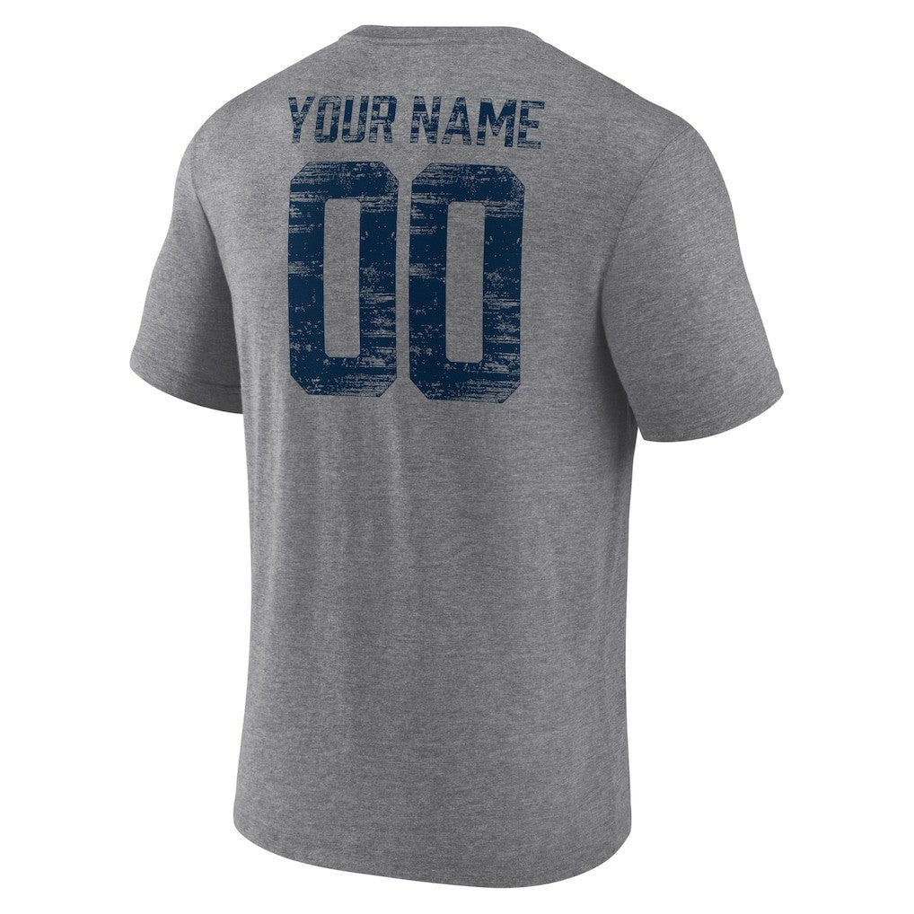 Dallas Cowboys Heritage Custom Name & Number Tri-Blend T-Shirt Gray | NFL